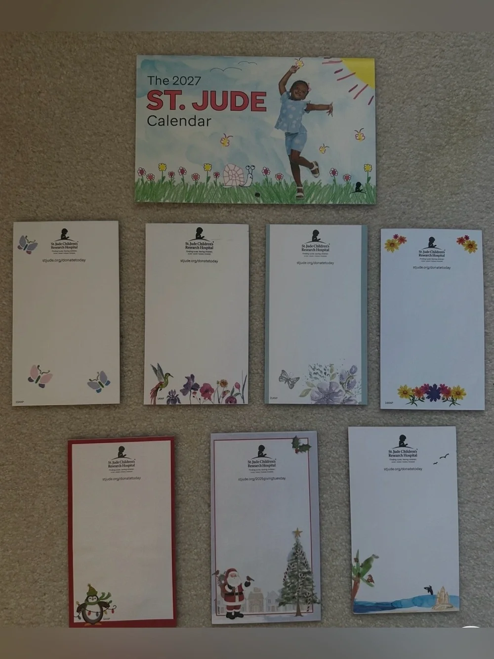 ST JUDES COLLECTIBLE 2027 CALENDAR SEASONAL NOTEPADS TABLET PADS PAPER CHRISTMAS